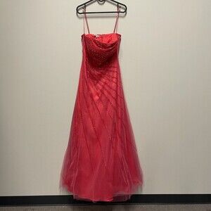 Cache Hot Pink Strapless Tulle Beaded Ballgown Medium NWT Read Description $328